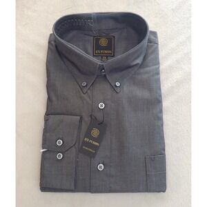 New! F/X Fusion Button Down Dress Shirt Mens 2X Charcoal Easy Care Long Sleeve